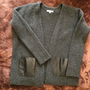 Gray Madewell Cardigan Leather Pockets Size XS